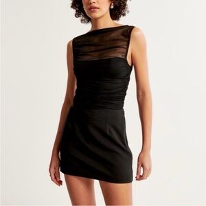 Abercrombie & Fitch Black Sleeveless Mesh-Yoke Tank